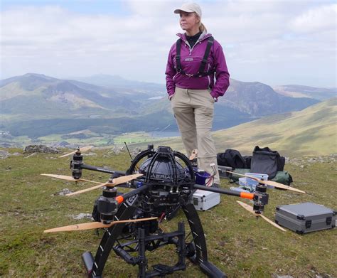 woman stood  drone equipment coverdrone