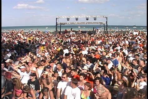 crowd at huge party miami beach on spring break florida
