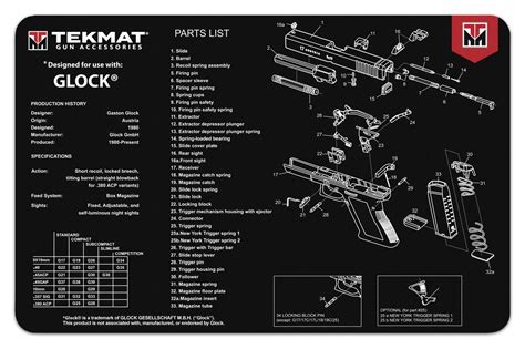 hunting fishing sports glock diagram tac glock gun cleaning mat tools glock assembly