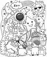 Doodles Space Doodle Cute Pages Coloring Kawaii Kids Color Name Drawing Result Visit Journals Designs Drawings Depositphotos St sketch template