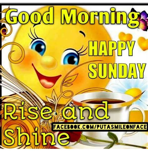 happy smiley rise  shine good morning happy sunday quote pictures   images
