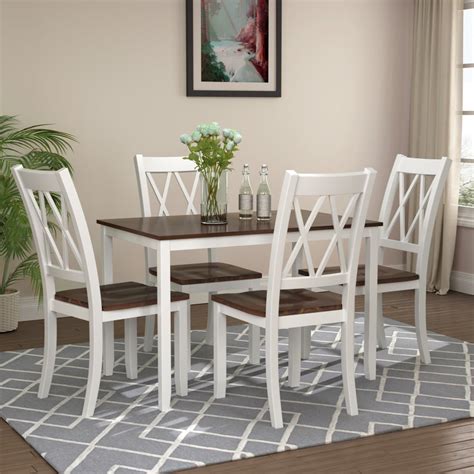 piece dining table set home kitchen table  chairs wood dining set