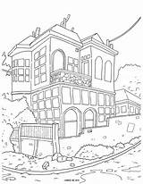 Coloring Pages House Adult Adults Cityscape Printable Colouring Street Houses Tree Birds Getcolorings Corner Sheets Kids Inspiration Color Drawing Treehouse sketch template