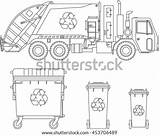 Truck Garbage Coloring Vector Different Pages Set Shutterstock Stock Preview sketch template