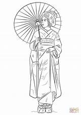 Japanese Geisha Japonesa Kimono Colorare Zeichnen Japanische Tradicional Coloriage Modern Disegno Giapponese Drachen Supercoloring Learnfacepainting Zapisano Onlinecoloringpages Bambola sketch template