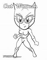 Catwoman Coloring Pages Superhero Chibi Colouring Style Pencil Cartoon Easy Sheets sketch template
