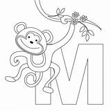 Coloring Pages Monkey Monkeys Cute Printable Kids Animal Letter Simple Worksheets sketch template
