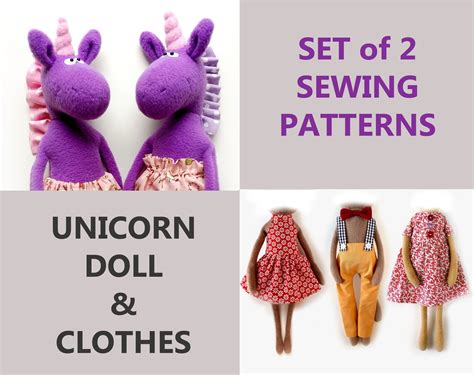 stuffed unicorn sewing pattern  clothes pattern animal etsy