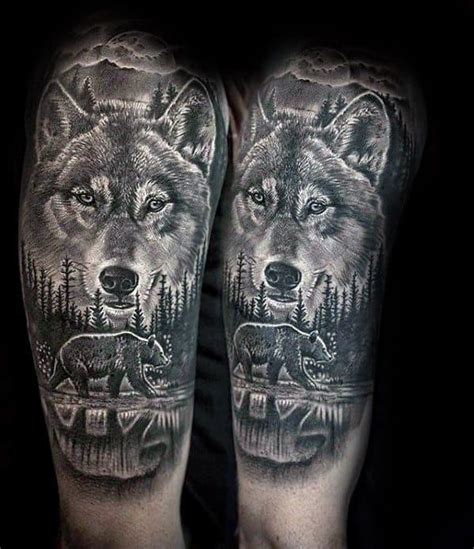 Half Sleeve Lone Wolf Half Sleeve Wolf Tattoos For Men