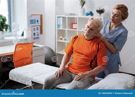 Nice Senior Man Receiving Professional Head Massage Stock Image Image