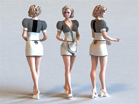 blonde maid 3d model 3ds max files free download modeling 36887 on cadnav