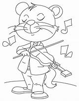 Coloring Playing Cat Violin Crazy Fiddle Pages Popular sketch template
