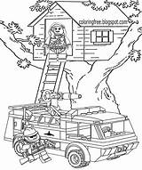 Lego Printable Coloring Pages City Fire Clipart House Service Colouring Rescue Tree Fireman Truck Station Kids Emergence Color Activities Play sketch template