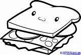 Sandwich Draw Step Drawing Simple Drawings Food Coloring Pages Cute Kids Color Sub Clipart Chibi Bread Final Kitty Hello Dragoart sketch template