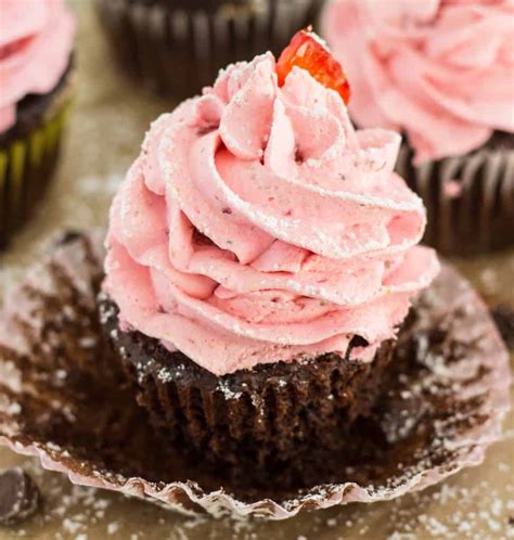 Chocolate Cupcakes With A Strawberry Mousse Frosting The Recipe Critic