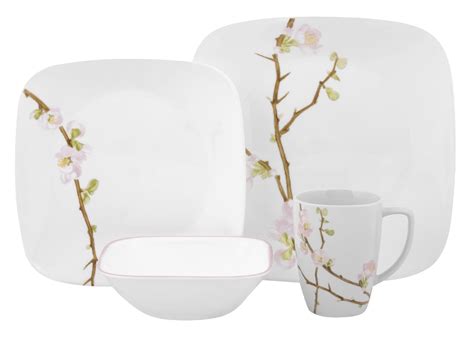 corelle square cherry blossom  piece dinnerware set