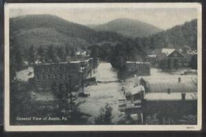 postcard austin pennsylvaniapa early  local area town aerial