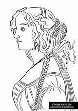 Sandro Coloring Woman Botticelli Young Portrait Täällä Quality  High Optimimmi sketch template