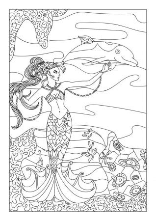 mermaid barbie swimming  dolphin coloring pages bulk color