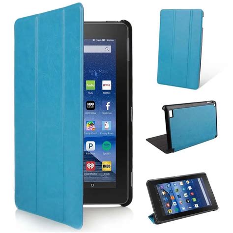 blue  ultra slim leather case stand cover  amazon kindle fire hd