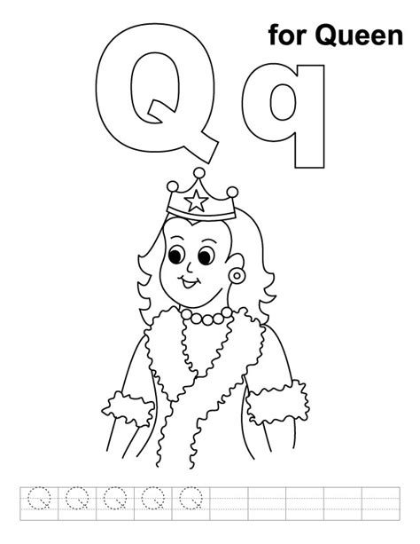 queen coloring page  handwriting practice