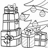 Coloring Tree Gifts Christmas Presents Under Drawing Pages Present Wrapped Cartoon Xmas Line Gift Cliparts Printable Color Clipart Print Clip sketch template