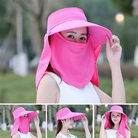 women anti uv face cover neck protection outdoor removable sunshade veil visor sun hat