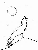 Wolf Coloring Pages Howling Moon Print Printable Draw Kids Color Drawing Simple Silhouettes Clipart Sheets Book sketch template