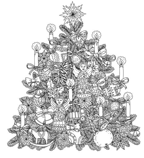 christmas tree  ornaments christmas adult coloring pages