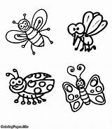 Coloring Pages Insects Animals Flying Kids Insect Bugs Sheets Four Printable Color Clipart Sheet Cute Tegninger Preschool Site Coloringpages sketch template