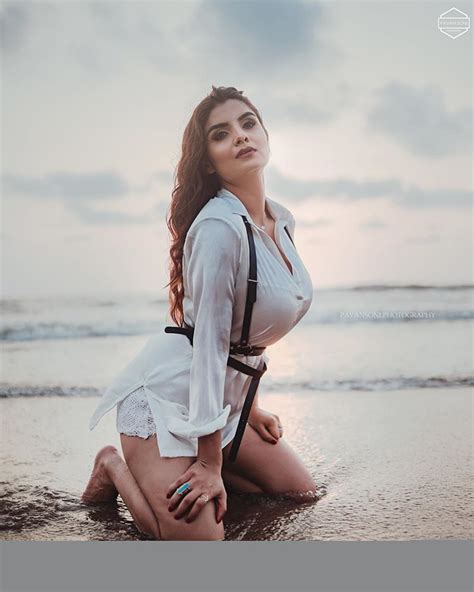 anveshi jain latest photos in wet white dress revealing body at beach
