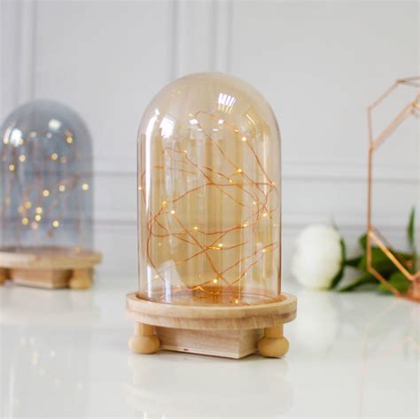glass cloche bell jar lamp hygge fairy lights    love designs  notonthehighstreetcom