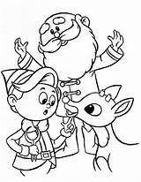 Rudolph Coloring Pages Santa Kids Printable sketch template