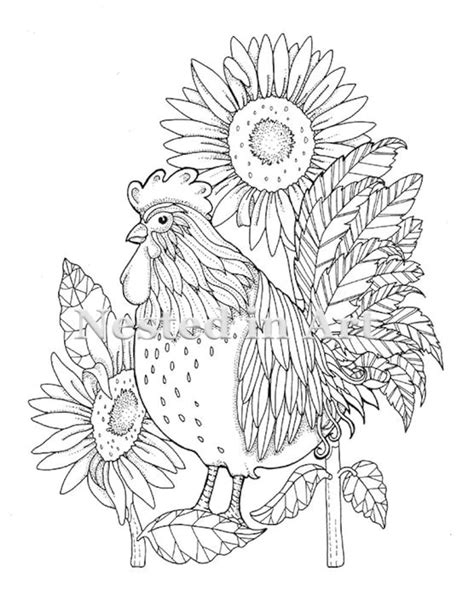 adult  rooster coloring pages