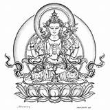 Avalokiteshvara Buddhist Chenrezig Tibetan Avalokitesvara Mensink Boeddha Thangka Bodhisattva Kleurplaten Buddhism Compassion Maitreya Skt sketch template