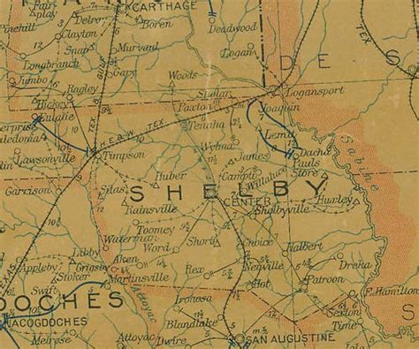 shelby county tx history cities towns courthouse jail vintage maps