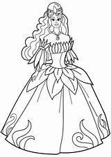 Coloring Princess Dress Flower Pages Printable sketch template