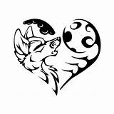 Wolf Tribal Moon Coloring Pages Howling Heart Drawing 5cm Silhouette Car Printable Color Styling Stickers Vinyl Funny Getcolorings Clipartmag Print sketch template