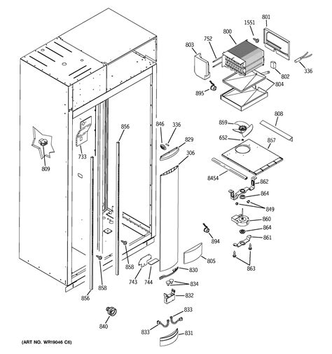 freezer section diagram parts list  model zisbdma ge parts refrigerator parts