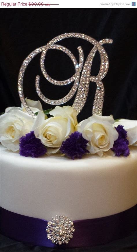 Spring Sale 5 Tall Initial Monogram Wedding Cake Topper Swarovski