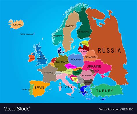europe map  country names royalty  vector image