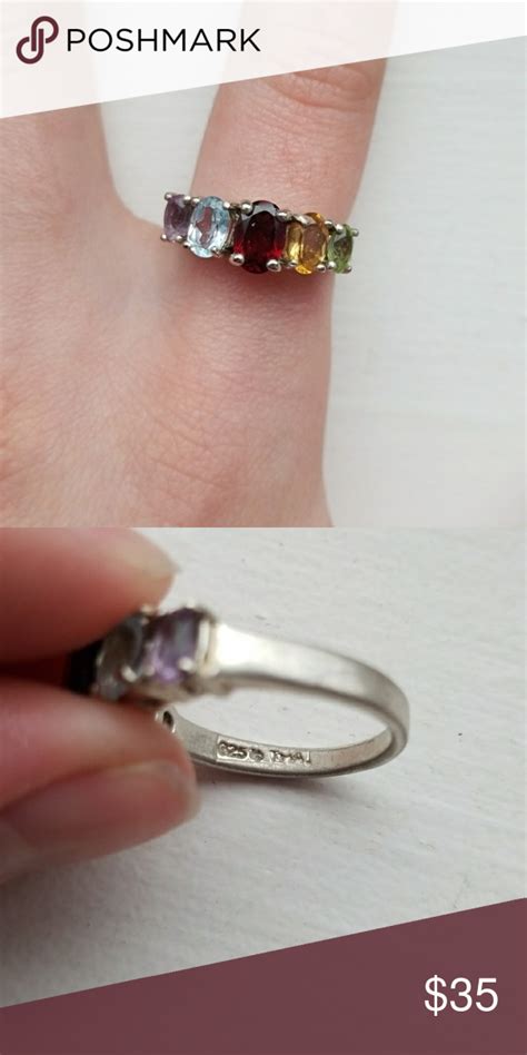 multi colored ring   size  stamped   worn   times jewelry rings multi