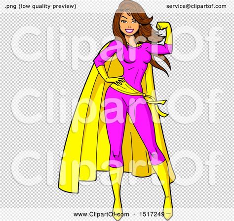 Clipart Of A Strong Brunette White Female Super Hero