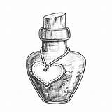 Potion Bottle Flasche Elixir Bouteille Herzklopfen Liebes Trank Weiãÿem Drawings Liebestrank Monochrome sketch template