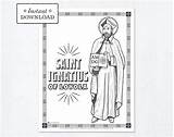 Catholic Coloring Saint Printable Paper Loyola Ignatius Saints Pdf Digital Goods sketch template