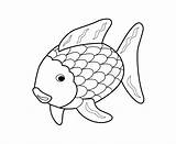Fish Rainbow Outline Coloring Print sketch template