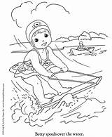 Coloring Summer Pages Kids Water Season Fun Seasons Ski Activity Sheets Things Honkingdonkey Girl Print Spring sketch template