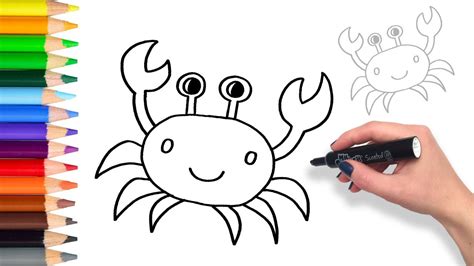 learn   draw  crab teach drawing  kids  toddlers coloring