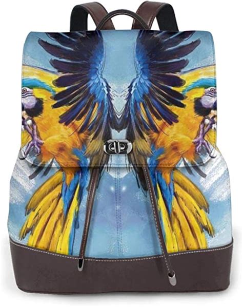 womens leather backpackflying parrot print womens fashion backpack