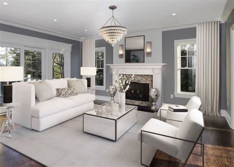 elegant transitional white  grey living room decor living room